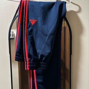 Adidas Kids Dark Blue Joggers with Red Accents